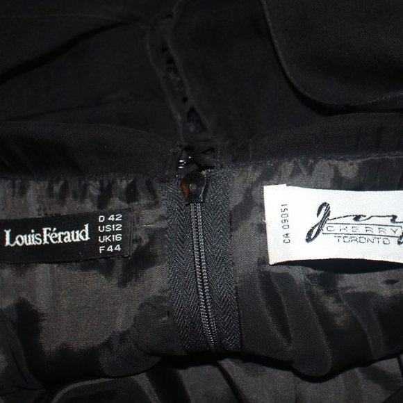 Louis Feraud Long black silk dress made by Joy Cherry size 42 - Picture 3 of 15
